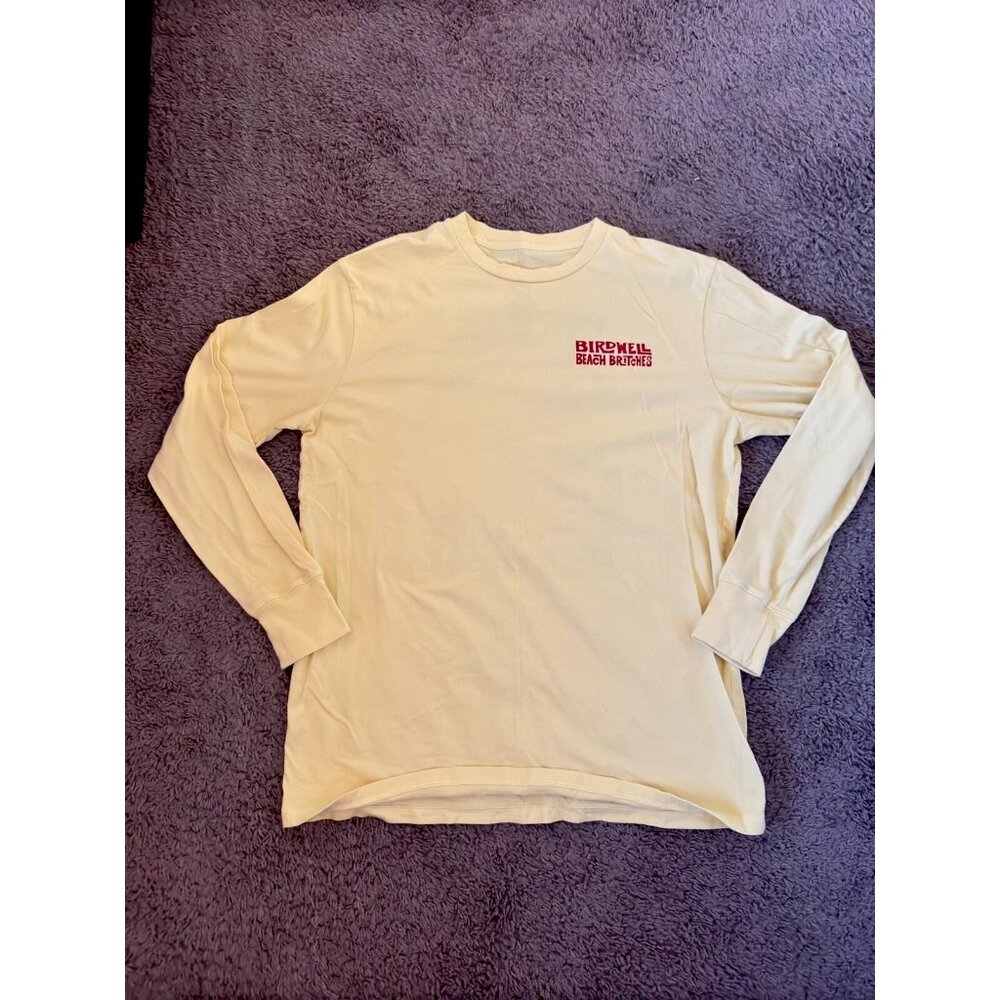 BIRDWELL Beach Britches Men's Medium Long Sleeve T Shirt Yellow/red Writing